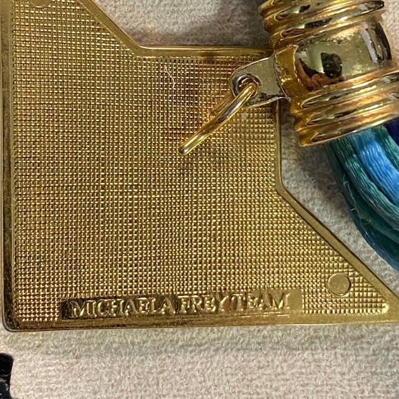 Michaela Frey Pendant is Chevron Shaped with a Enameled Interlocking Design - Picture 5 of 6